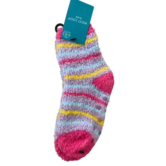West Loop kids 3 pair fuzzy socks shoe size 4-8.5 - Picture 5 of 6